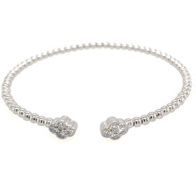 80087 STERLING SILVER .53CT LAB GROWN DIAMOND OVAL CLOVER FLEXIBLE BANGLE