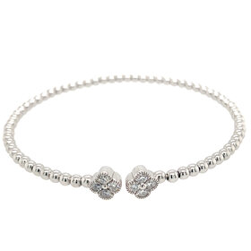 80086 STERLING SILVER .53CT LAB GROWN DIAMOND FLEXIBLE CLOVER BANGLE