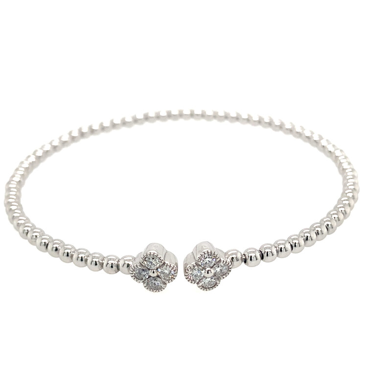 80086 STERLING SILVER .53CT LAB GROWN DIAMOND FLEXIBLE CLOVER BANGLE