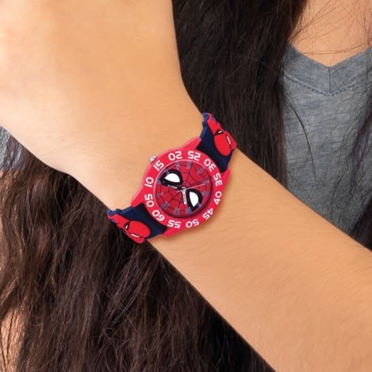 XWA6341 Marvel Spider-Man Kids Red 3D Strap Time Teacher Watch