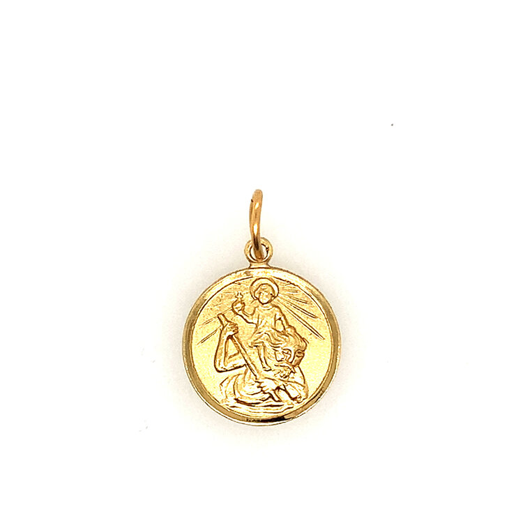 80089 GOLD FILLED SMALL ROUND ST.CHRISTOPHER CHARM