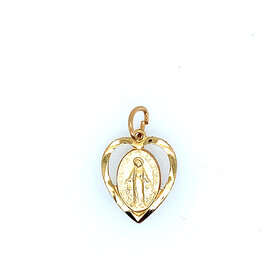 80091 GOLD FILLED HEART SHAPED MIRACULOUS MEDAL CHARM