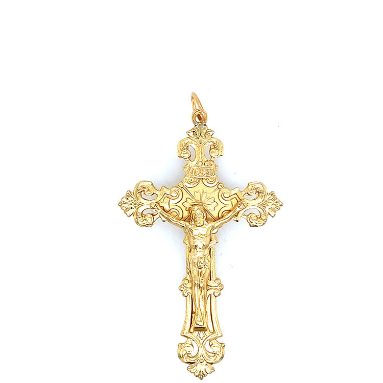 80098 GOLD FILLED X-LARGE INRI FILIGREE CRUCIFIX