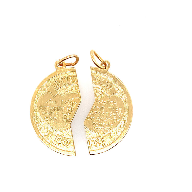80100 GOLD FILLED TWO PIECE MIZPAH CHARM
