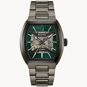 BULOVA GREEN SKELETON DIAL AUTOMATIC MOVEMENT MENS WATCH
