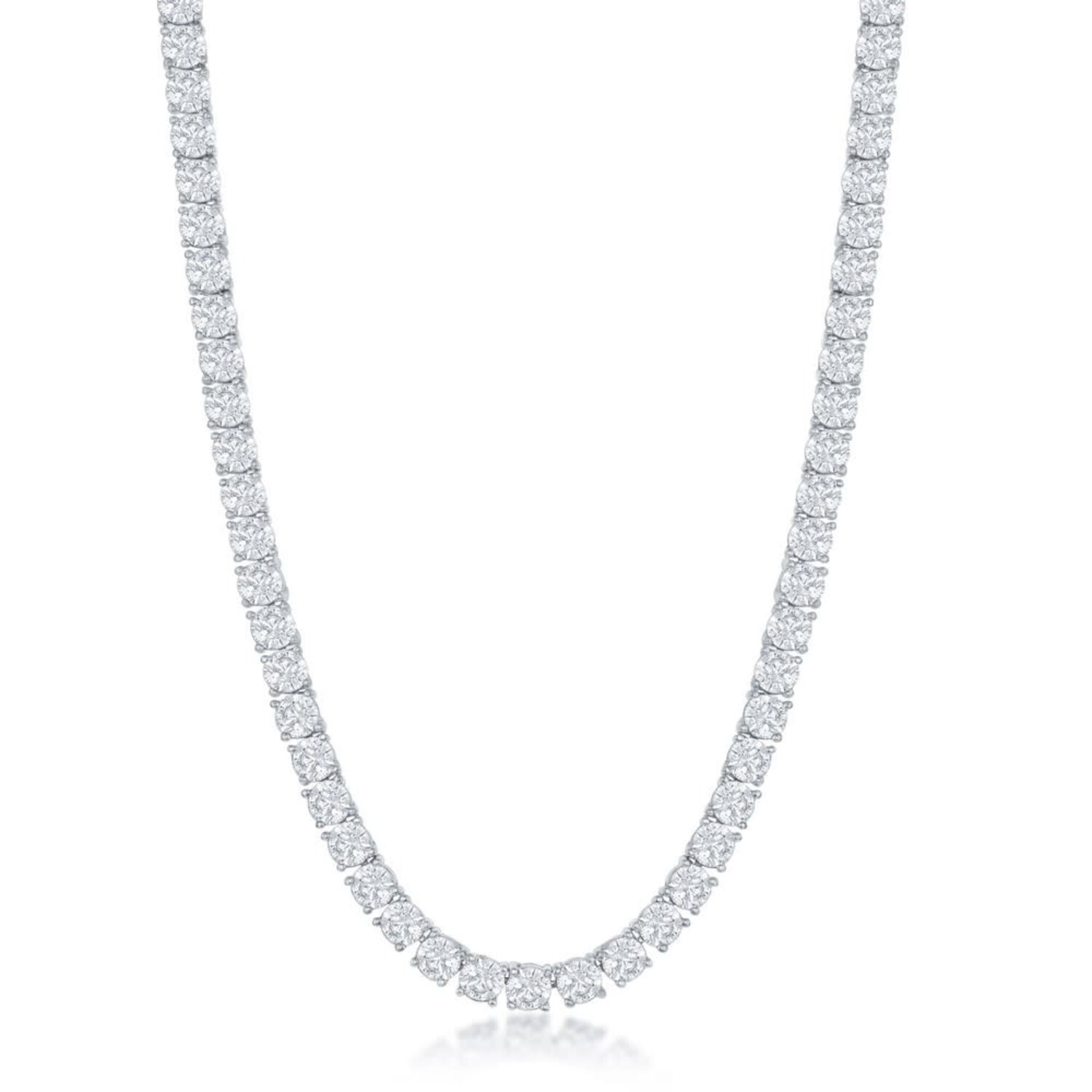 80107 STERLING SILVER 3mm CUBIC ZIRCONIA 16” TENNIS NECKLACE