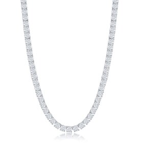 80107 STERLING SILVER 3mm CUBIC ZIRCONIA 16” TENNIS NECKLACE