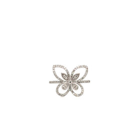 40443 10K WHITE GOLD .20TCW DIAMOND DOUBLE WINGS BUTTERFLY RING