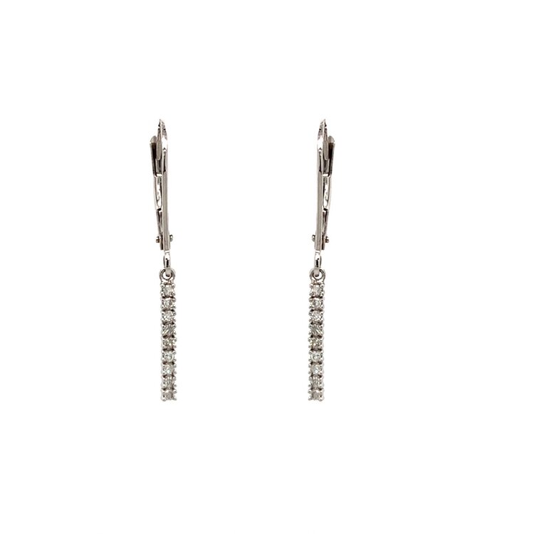 31434 14K WHITE GOLD .15CT DANGLING BAR HANGING EARRINGS