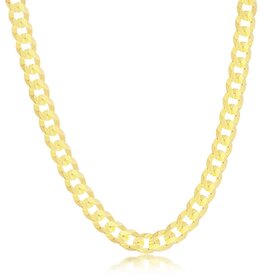 80122 STERLING SILVER GOLD PLATED 22” CUBAN 5MM LINK CHAIN