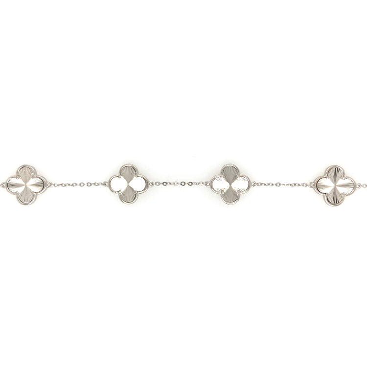 80137 STERLING SILVER RHODIUM STARBURST MULTI CLOVER BRACELET