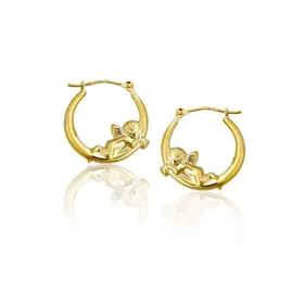31440 14K YELLOW GOLD CUPID HOOPS .70''