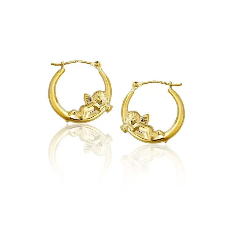 31440 14K YELLOW GOLD CUPID HOOPS .70''