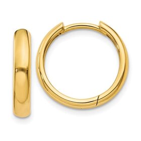 31437 14K YELLOW GOLD HIGH POLISH FLAT TUBE .85'' HOOPS 4MM