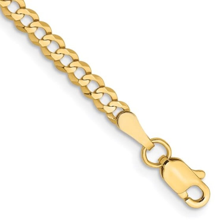 20421 14K YELLOW GOLD HIGH POLISH CUBAN 2.5MM LINK BRACELET 7.5''