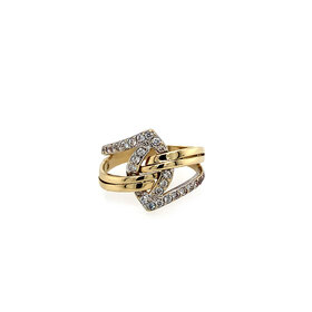40444 14K TWO TONE CUBIC ZIRCONIA MARQUISE ZIGZAG WRAP RING