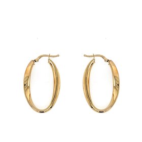 31438 14K YELLOW GOLD HIGH POLISH TWISTED 1.25'' OVAL HOOPS 3.5MM