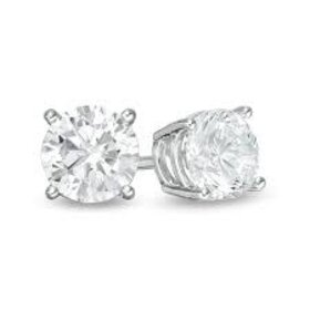 31445 14K WHITE GOLD 1.25CT E VVS1 LAB DIAMOND ROUND PUSH BACK STUDS