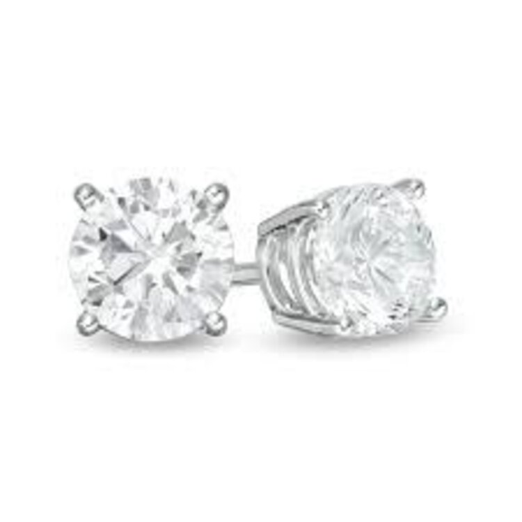 31445 14K WHITE GOLD 1.25CT E VVS1 LAB DIAMOND ROUND PUSH BACK STUDS