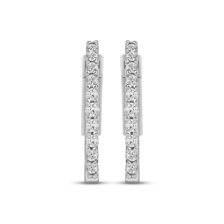 31446 14K WHITE GOLD .75CT LAB DIAMOND INSIDE OUT PUSH BUTTON HOOPS