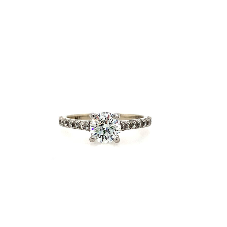475431 14K WHITE GOLD .90CT H VS2 ROUND DIAMOND CENTER .15CT SOLITAIRE ENGAGEMENT RING
