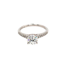 475430 18K WHITE GOLD 1.04CT G VVS1 ROUND DIAMOND CENTER .15CT SOLITAIRE  ENGAGEMENT RING