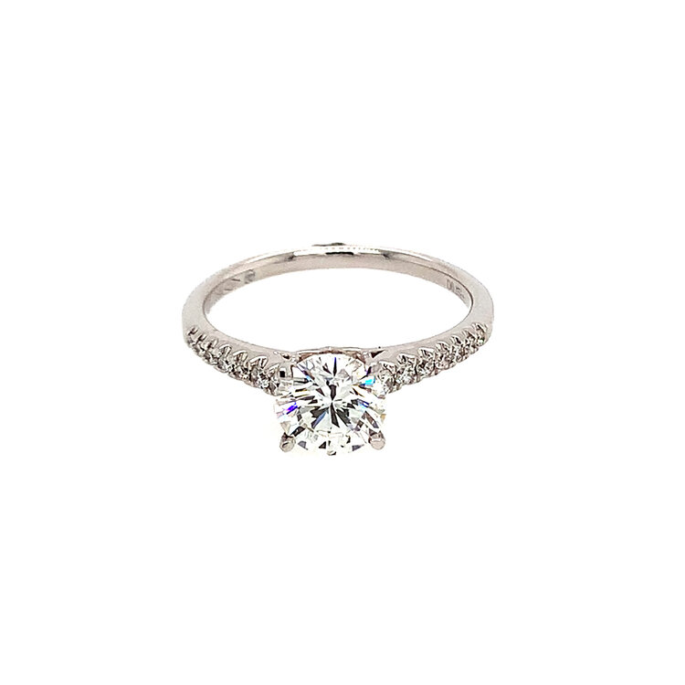 475283 18K WHITE GOLD .39CTW DIAMOND MILGRAIN THREE SIDED STYLE ENGAGEMENT RING MOUNTING