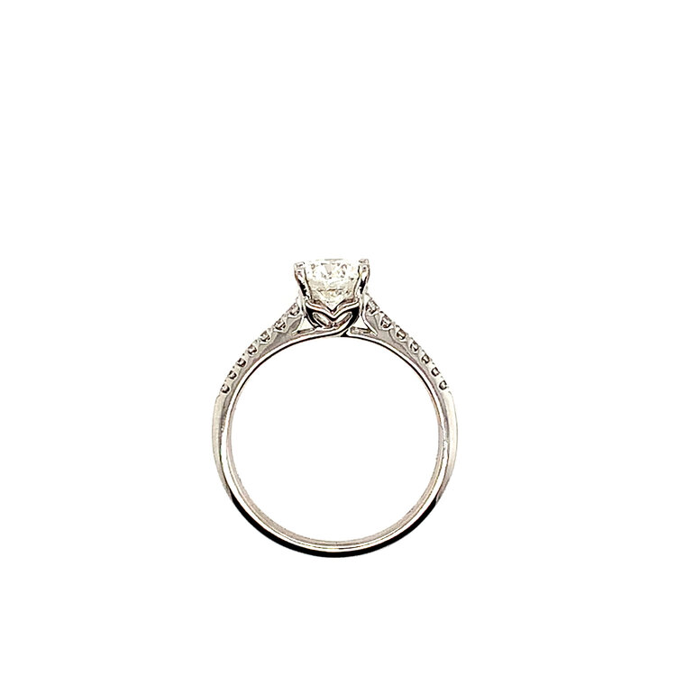 475283 18K WHITE GOLD .39CTW DIAMOND MILGRAIN THREE SIDED STYLE ENGAGEMENT RING MOUNTING