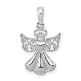 77609 14K WHITE GOLD MILGRAIN CUT OUT ANGEL CHARM