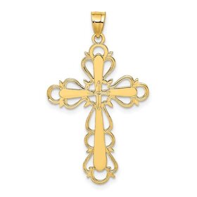 77371 14K YELLOW GOLD HIGH POLISH FILIGREE CROSS