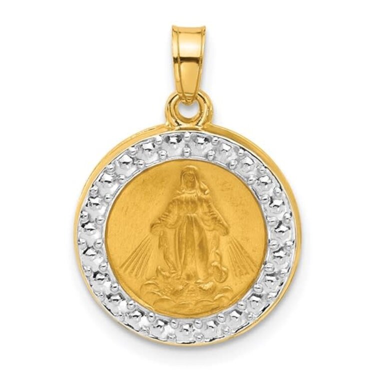 77376 14K TWO TONE MIRACULOUS PLAIN BACK ROUND MEDAL