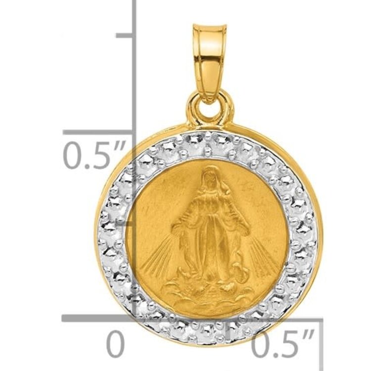 77376 14K TWO TONE MIRACULOUS PLAIN BACK ROUND MEDAL