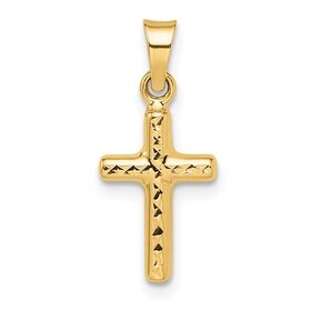 77378 14K YELLOW GOLD DIAMOND CUT AND HIGH POLISH REVERSIBLE CROSS