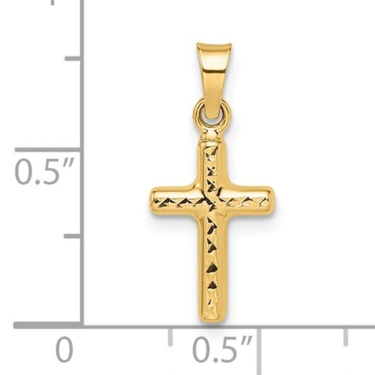 77378 14K YELLOW GOLD DIAMOND CUT AND HIGH POLISH REVERSIBLE CROSS