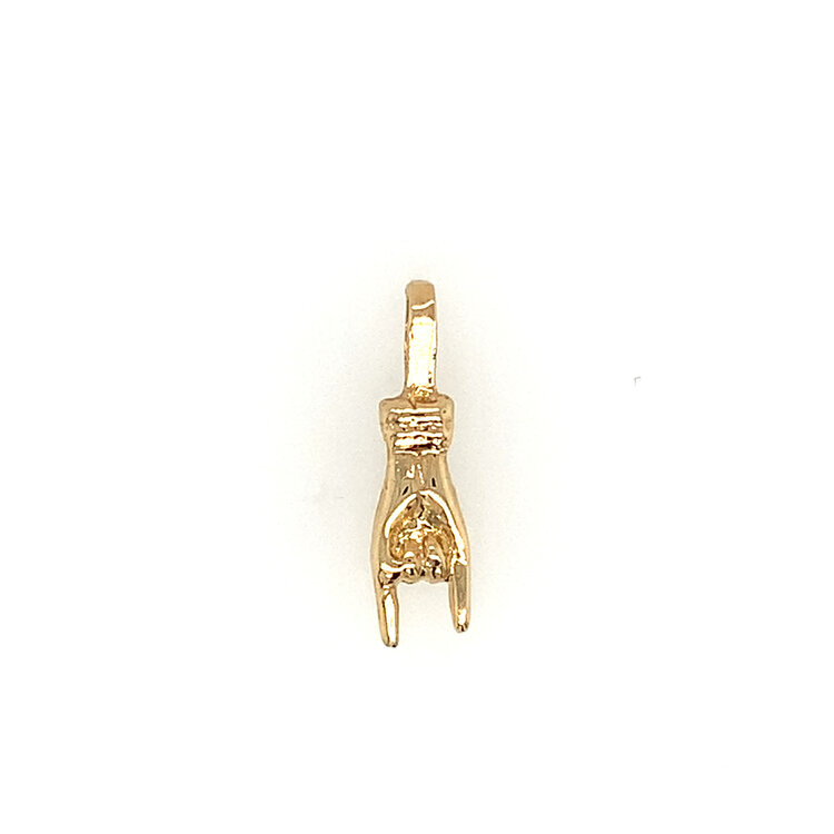 78144 14K YELLOW GOLD MANO CORNUTO ITALIAN HAND CHARM SOLID