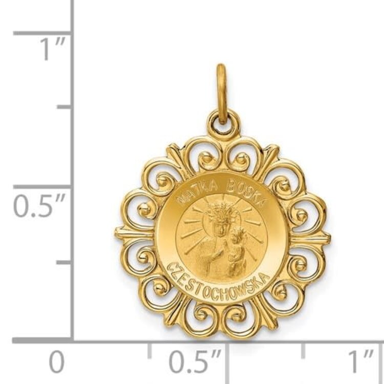 77887 14K YELLOW GOLD FILIGREE MATKA BOSKA REVERSIBLE MEDAL 18.5MM