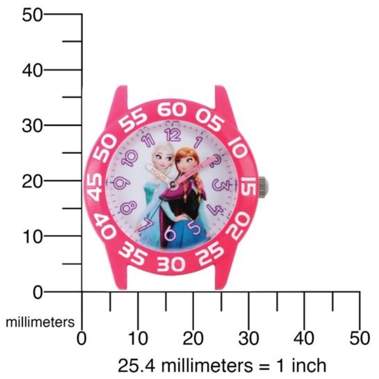 XWA6743 Disney Kids Frozen Elsa and Anna Reversible Blue and Pink Nylon Time Teacher Watch