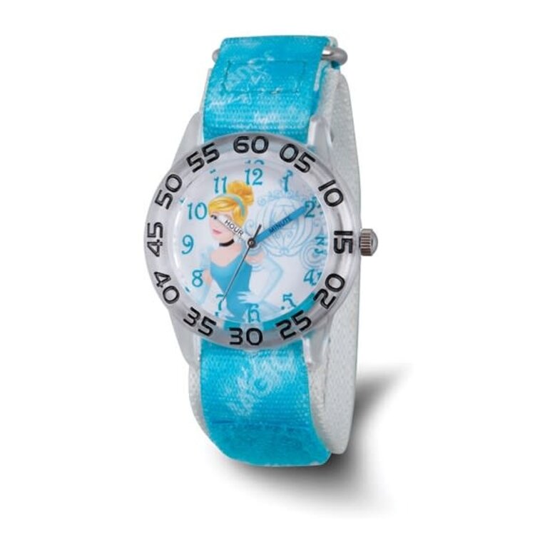 XWA6761 Disney Princess Cinderella Kids Velcro Band Time Teacher Watch