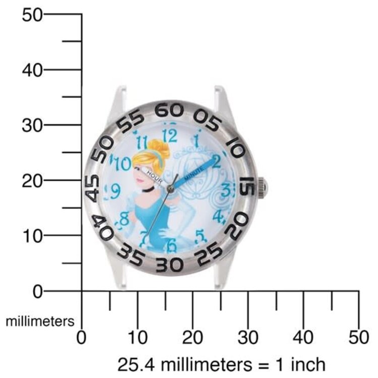 XWA6761 Disney Princess Cinderella Kids Velcro Band Time Teacher Watch