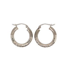 31457 14K WHITE GOLD SATIN FINISH WITH DIAMOND CUT .75" HOOPS