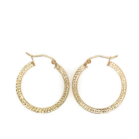 31451 14K YELLOW GOLD DIAMOND CUT FLAT HOOPS 1''