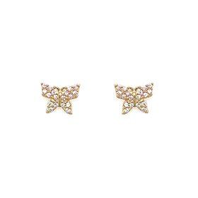 31499 14K YELLOW GOLD LIGHT PINK AND CLEAR BUTTERFLY SCREW BACKS