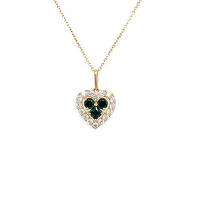 70594 14K YELLOW GOLD SYNTHETIC BIRTHSTONE HEART WITH HALO PENDANT SET