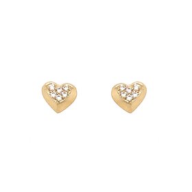 31501 14K YELLOW GOLD CUBIC ZIRCONIA HEART SCREWBACKS WITH RAISED BOTTOM