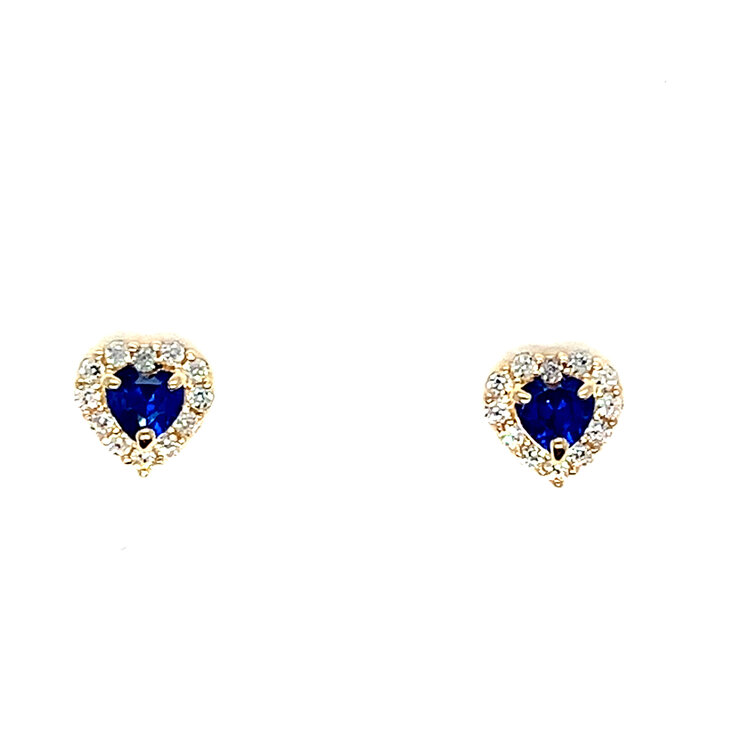 Citizen 14K YELLOW GOLD COLORED CUBIC ZIRCONIA CENTER WITH HALO HEART SCREW BACK STUDS 5.5MM