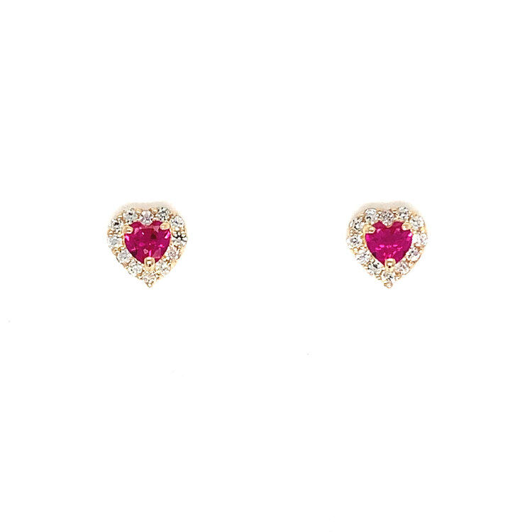 Citizen 14K YELLOW GOLD COLORED CUBIC ZIRCONIA CENTER WITH HALO HEART SCREW BACK STUDS 5.5MM
