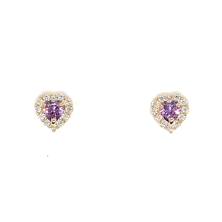 Citizen 14K YELLOW GOLD COLORED CUBIC ZIRCONIA CENTER WITH HALO HEART SCREW BACK STUDS 5.5MM