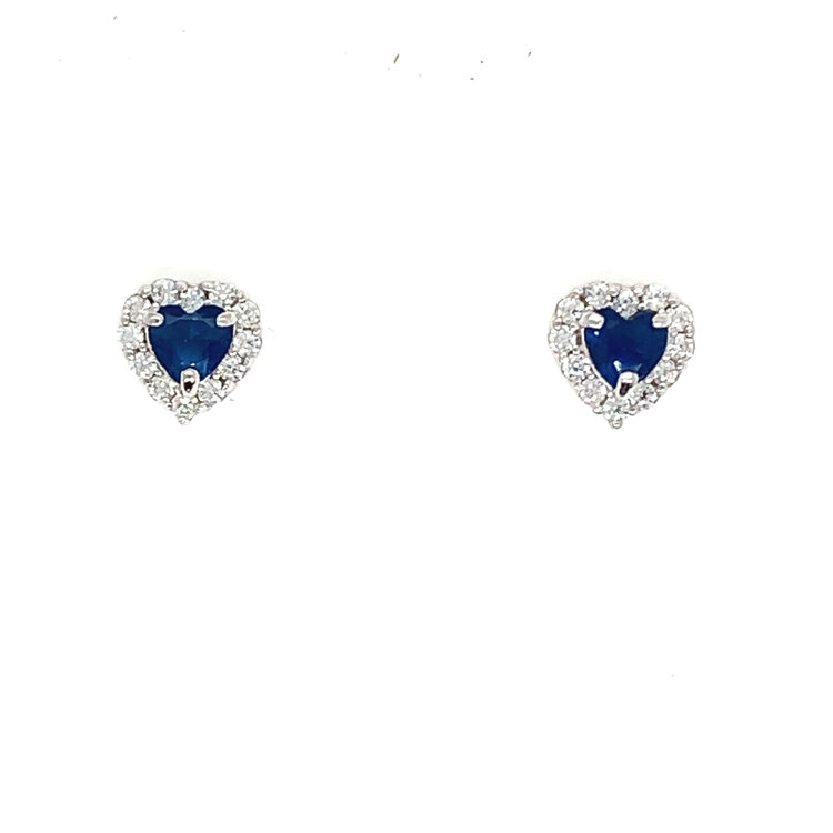 14K YELLOW GOLD COLORED CUBIC ZIRCONIA CENTER WITH HALO HEART SCREW BACK STUDS 5.5MM
