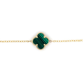 20426 14K YELLOW GOLD MALACHITE CLOVER BRACELET