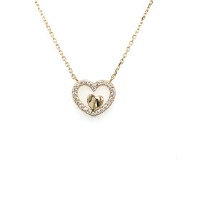 70600 14K YELLOW GOLD SMALL CUT OUT CUBIC ZIRCONIA HEART WITH INNER HIGH POLISHED HEART PENDANT SET